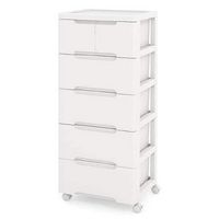 Costway - 1 PCS 6-Drawer Plastic Rolling Storage Cart with 4 Universal Wheels Dresser Cabinet - W...