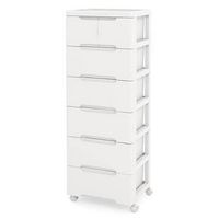 Costway - 1 PCS 7-Drawer Plastic Rolling Storage Cart with 4 Universal Wheels Dresser Cabinet - W...