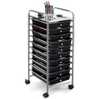 Costway - 10 Drawer Rolling Storage Cart Scrapbook Paper Office School Organizer - Black