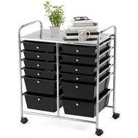 Costway - 12 Drawers Rolling Cart Storage Scrapbook Paper Studio Organizer Bins - Black