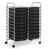 Costway - 20 Drawers Rolling Cart Storage Scrapbook Paper Studio Organizer Bins - Black