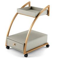 Costway Rolling End Table with Storage Drawer Tray Top 4 Casters Modern Bedside Trolley - Grey/Gold