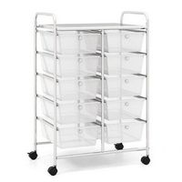 Costway - 10-Drawer Storage Cart Utility Rolling Trolley Kitchen Organizer - Clear