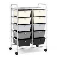 Costway - 10-Drawer Storage Cart Utility Rolling Trolley Kitchen Organizer - Gradient Grey