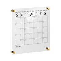 Martha Stewart - Grayson Premium Clear Acrylic Wall Calendar with Black Printing and Dry Erase Ma...