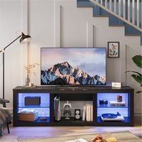 70" TV Stand with LED Lights and Glass Shelves for TVs up to 75"