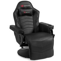 Costway - Massage Gaming Recliner Reclining Racing Chair Swivel - Black