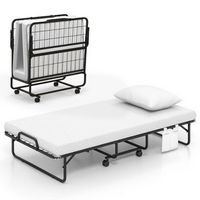 Costway Folding Bed with Memory Foam Mattress & Pillow Dust Cover Metal Frame 75" x 39" Twin-Size...
