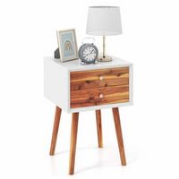 2-drawer Nightstand Multifunctional Bedside Storage Table Wooden Modern Bedroom