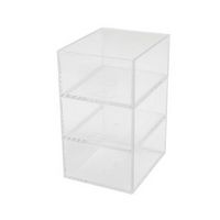 Martha Stewart - Brody Set of 3 Clear Plastic Stackable Desktop Storage Organizer Trays - 3&quot; x 3....