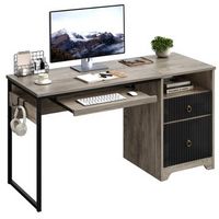 Bestier 55-Inch Gaming Desk with Keyboard Tray Modern Computer Desk with Storage File Drawer Flut...
