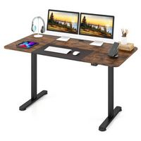 Costway - Adjustable Standing Desk with Electronic Controls - 55" Wide - Rustic Brown and Black
