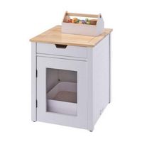 TRINITY - 20" White Litter Box Enclosure End Table w/ Drawer - White