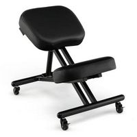 Costway - Ergonomic Kneeling Adjustable Stool Chair with Lockable Universal Wheels - Black