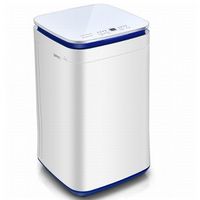 Costway - 7.7 lb. Compact Full Automatic Washing Machine with Heating Function Pump - White and Blue