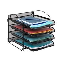 Mind Reader - 4-Tier Paper Tray, Desktop Organizer, Wall Mountable, Office, Metal Mesh, 11.5"L x ...