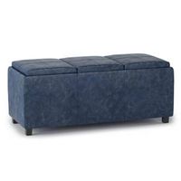 Simpli Home - Avalon Storage Ottoman - Denim Blue