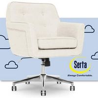 Serta - Ashland Memory Foam & Twill Fabric Home Office Chair - Ivory