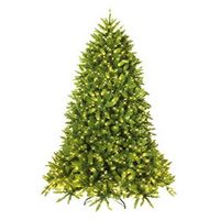 Costway - 6ft Pre-lit PVC Christmas Fir Tree Hinged 8 Flash Modes w/ 650 LED Light - Green