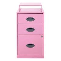 OSP Home Furnishings - 3 Drawer Locking Metal File Cabinet with Top Shelf - Pink