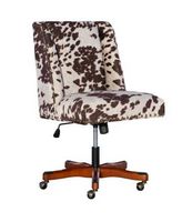 Linon Home Décor - Donora Cow Print Microfiber Fabric Adjustable Office Chair With Wood Base - Br...