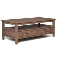 Simpli Home - Warm Shaker Rectangular Rustic Wood 2-Drawer Coffee Table - Rustic Natural Aged Brown