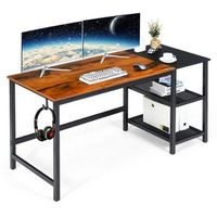 Costway - 59"  Home Office Computer Desk with Detachable Shelf - Rustic Brown