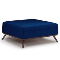 Simpli Home - Owen Square Coffee Table Storage Ottoman - Blue