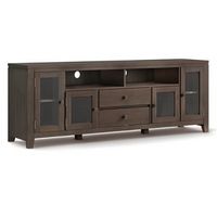 Simpli Home - Cosmopolitan SOLID WOOD 72 inch Wide TV Media Stand in Farmhouse Brown For TVs up t...