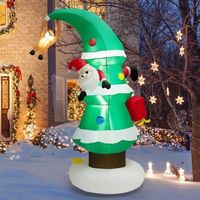 Costway - 8FT Inflatable Christmas Tree with Santa Claus, Blowup Holiday Decoration - Multicolor