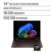 HP - OmniBook X Flip 2-in-1 - 14" 2K OLED Touchscreen Laptop - AMD Ryzen AI 5 (2026) - 16GB Memor...