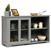 Costway Kitchen Storage Cabinet Sideboard Buffet Cupboard w/ Sliding Door - Gray