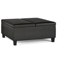 Simpli Home - Ellis Coffee Table Storage Ottoman - Distressed Black