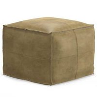 Simpli Home - Sheffield Square Pouf - Distressed Sandcastle