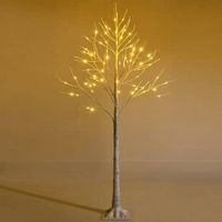 Costway - 5ft Pre-lit Twig Birch Tree for Christmas Holiday with 72 LED Lights - White