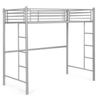 Costway Twin Size Loft Bed Heavy Duty Metal Loft Bed Frame with Safety Guardrail - Silver