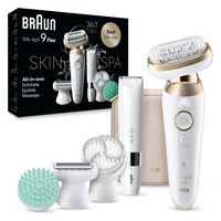 Braun Silk-épil 9 Flex-Pivoting SkinSpa Epilator, Wet/Dry, Shaver Head, Massage Pad, Exfoliation ...