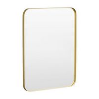 LOVMOR - 28 in. W x 36 in. H Tempered Glass Rounded Rectangle Framed Wall-Mounted Bathroom Vanity...