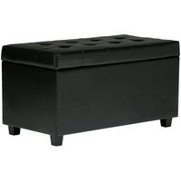 Simpli Home - Cosmopolitan Rectangular Wood / Faux Leather Ottoman With Inner Storage - Midnight ...