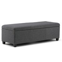 Simpli Home - Avalon Rectangular Polyester Ottoman With Inner Storage - Slate Gray