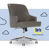 Serta - Leighton Modern Upholstered Home Office Chair with Memory Foam - Gray - Bonded Leather