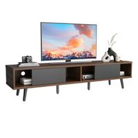 Bestier 70" TV stand Mid-Century Modern Entertainment Center with Sliding Doors Designed for 80-I...