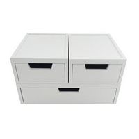 Martha Stewart - Weston Set of 3 Engineered Wood Storage Boxes with Pullout Drawers in White - White