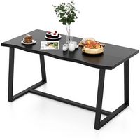 Costway 63" Large Dining Table for 4-6 People with Wavy Edge Heavy-duty Metal Frame - Black