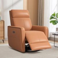 Bestier - Faux Leather Power Rocker Recliner Chair with USB Port, 270&#176; Swivel Glider, and High ba...