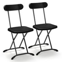 Costway 2-Pack Folding Chair with Metal Curved Feet Wide Seat & Ergonomic Backrest - Black