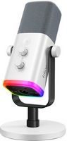 FIFINE USB/XLR Dynamic Microphone, RGB Mic for PC &amp; Mobile, Streamer &amp; Gamer -White AM8W