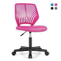 Costway Height-adjustable Ergonomic Kids Desk Chair with Universal Casters Working Chair - Pink