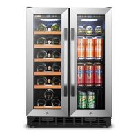 Lanbo - Freestanding/Built-In 23.4%27%27 width 18 Bottle 56 Can Dual Zone Combo Wine and Beverage Coo...
