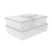 Martha Stewart - Brody Premium Clear Plastic Storage Bins with Lids-2-SM/1-MED/1-LG - Clear